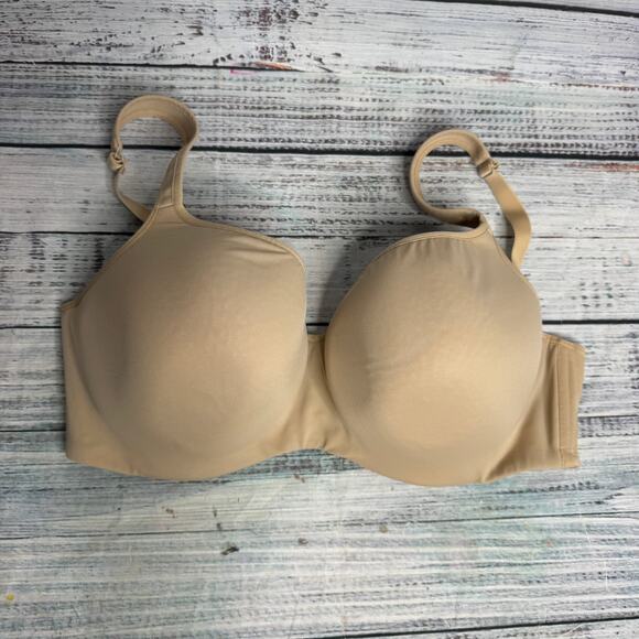 CACIQUE Lane Bryant Beige Lightly Lined Underwire Bra Smooth Balconette 40DD - Picture 2 of 4